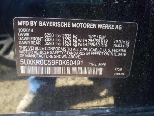 VIN: 5UXKR0C59F0K60491 BMW X5 XDRIVE3 2015