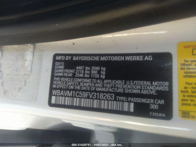 VIN: WBAVM1C59FV318263 BMW X1 2015