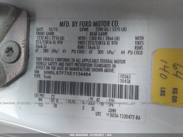 VIN: NM0LS7F7XE1134484 FORD TRANSIT CONNECT 2014