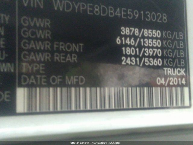 VIN: WDYPE8DB4E5913028 FREIGHTLINER SPRINTER CARGO VANS 2014