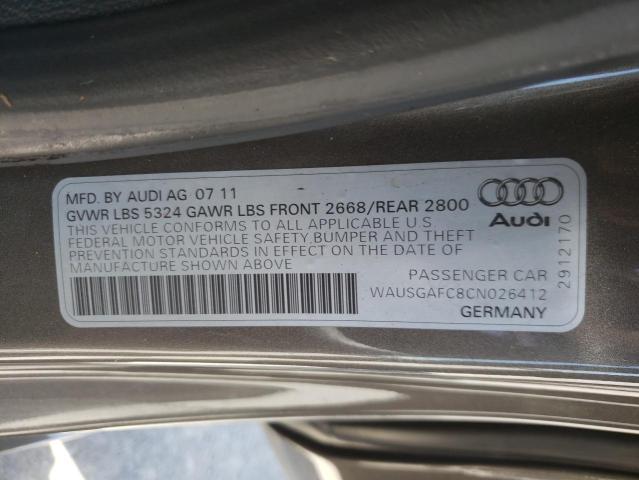 VIN: WAUSGAFC8CN026412 Audi A7 Prestig 2012
