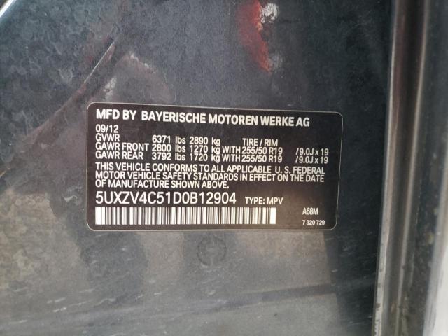 VIN: 5UXZV4C51D0B12904 BMW X5 XDRIVE3 2013