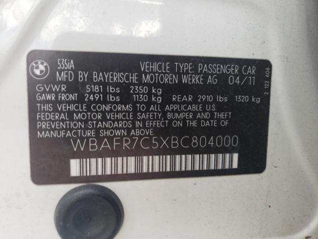 VIN: WBAFR7C5XBC804000 BMW 535 I 2011