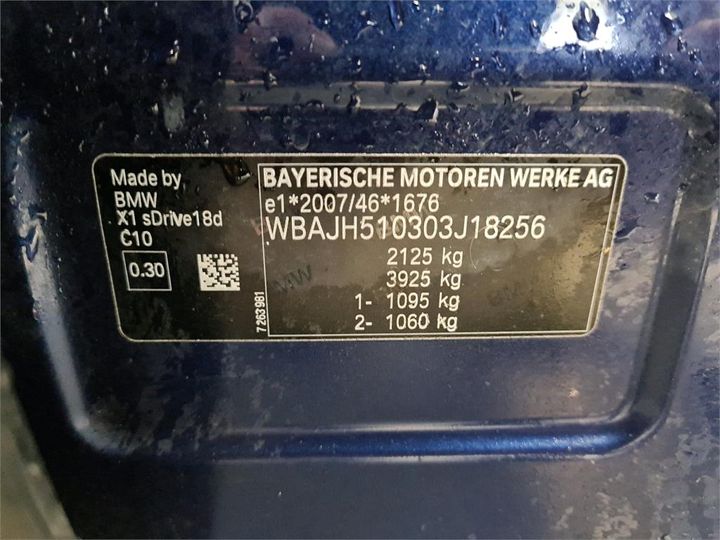 VIN: WBAJH510303J18256 BMW X1 2019