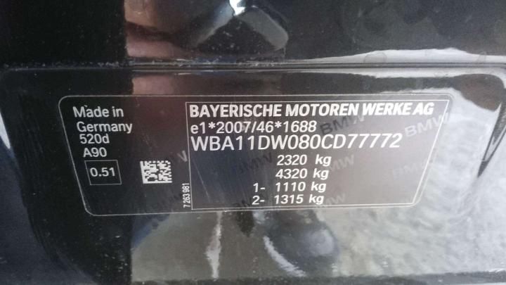VIN: WBA11DW080CD77772 BMW SERIE 5 2019