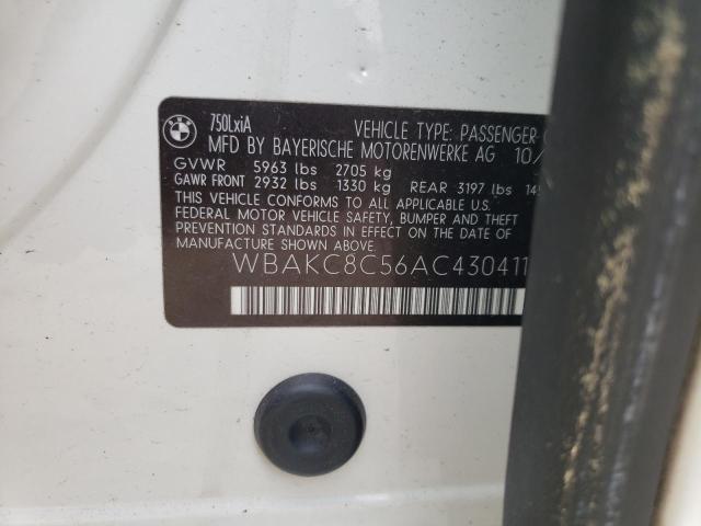 VIN: WBAKC8C56AC430411 BMW 750 LI XDR 2010