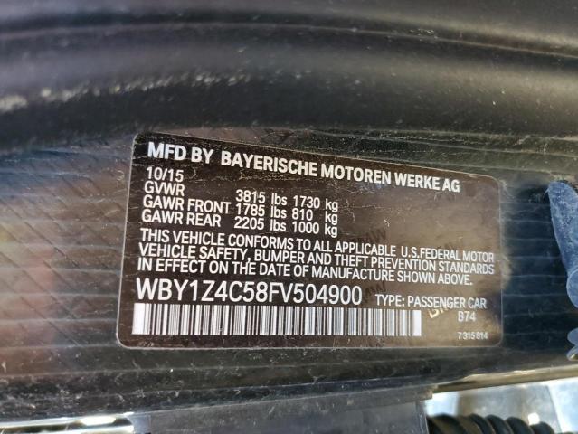 VIN: WBY1Z4C58FV504900 BMW I3 2015