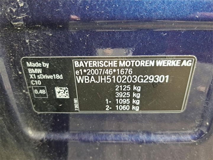 VIN: WBAJH510203G29301 BMW X1 2018