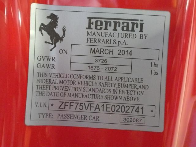 VIN: ZFF75VFA1E0202741 Ferrari 458 Specia 2014
