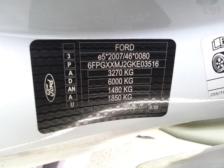 VIN: 6FPGXXMJ2GKE03516 Ford Ranger 2019