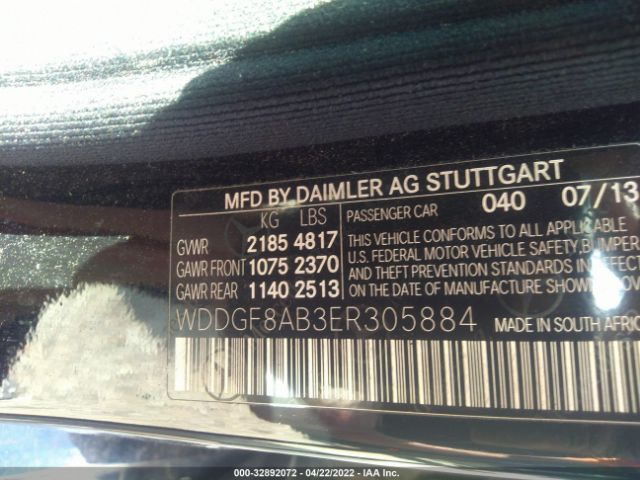 VIN: WDDGF8AB3ER305884 Mercedes-benz C-class 2014