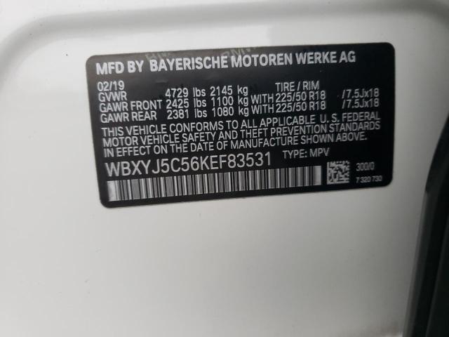 VIN: WBXYJ5C56KEF83531 BMW X2 XDRIVE2 2019