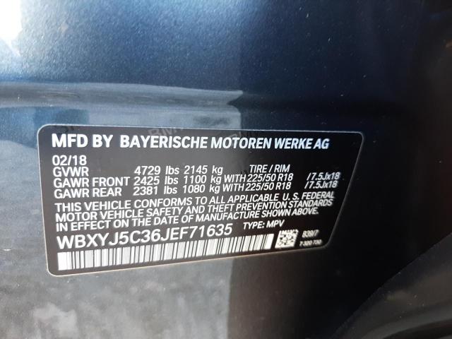 VIN: WBXYJ5C36JEF71635 BMW X2 XDRIVE2 2018