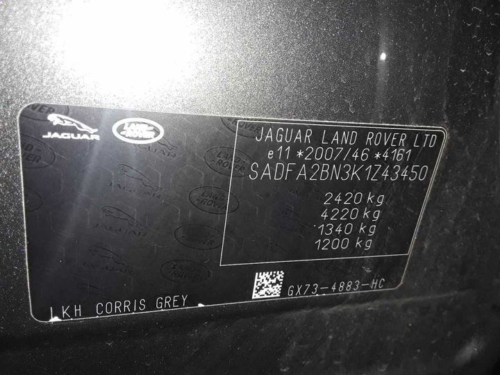 VIN: SADFA2BN3K1Z43450 JAGUAR E-PACE D240 AWD AUT. 2018