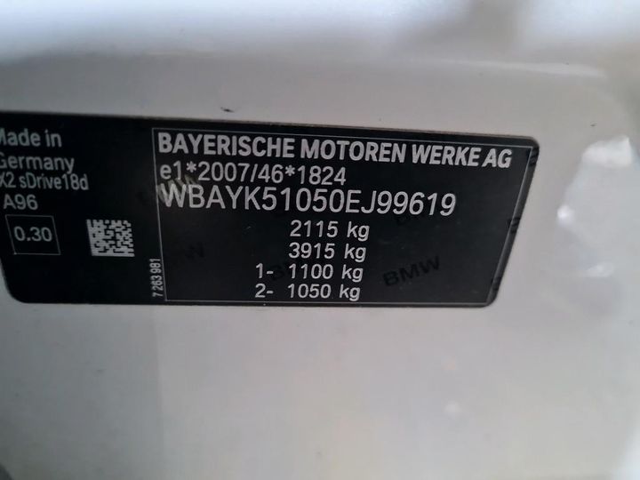 VIN: WBAYK51050EJ99619 BMW X2 2018